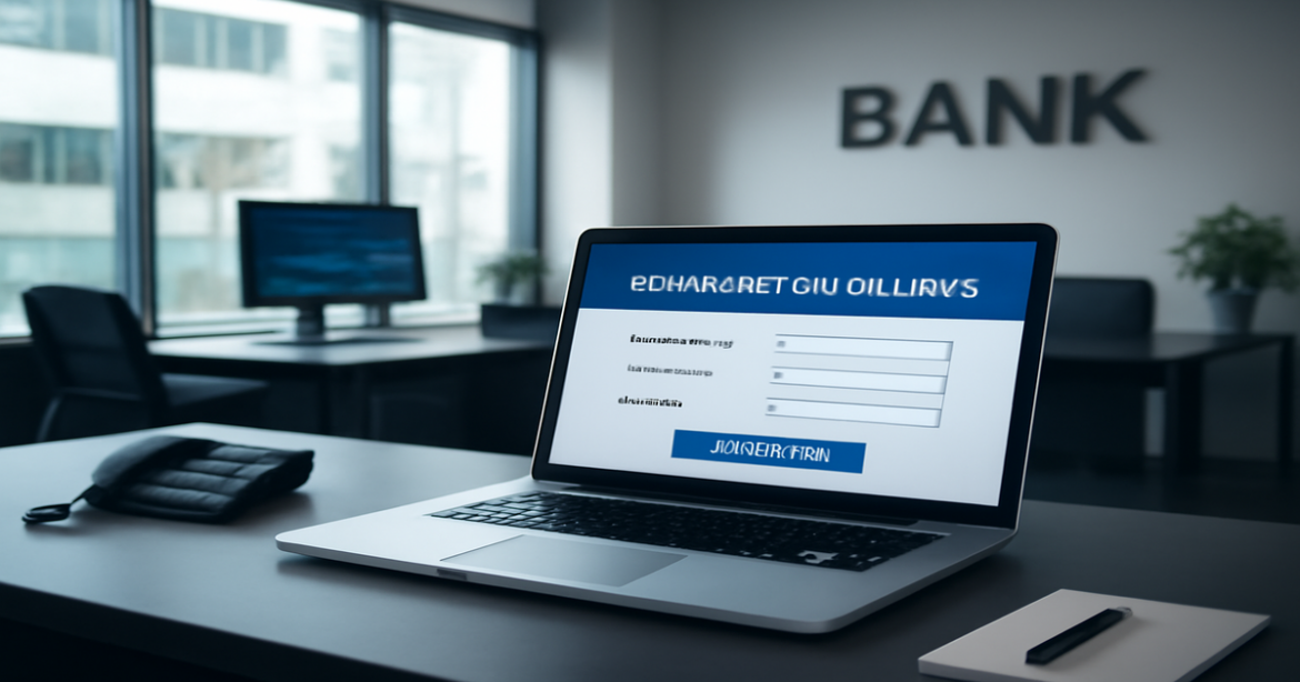 A professional bank office scene illustrating ипотека options and strategies.