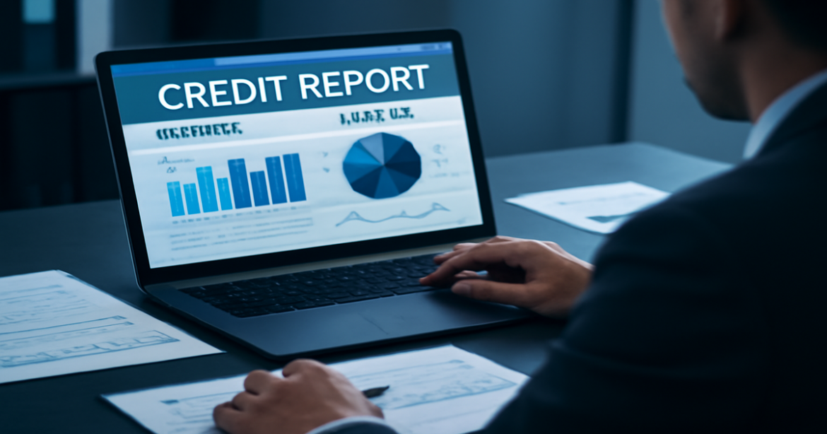 Professional image illustrating credit history review for article 'Кредитная история: как проверить и улучшить'.
