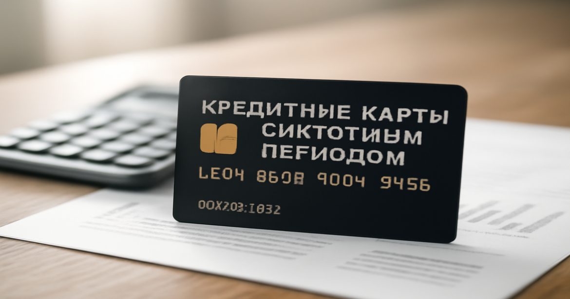 Credit cards with grace period: modern design on a desk with financial tools, conveying trust and professionalism.