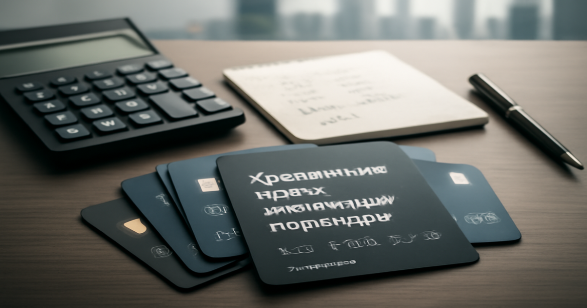 High-quality image of кредитные карты с льготным периодом on a professional desk, conveying trust in finance.