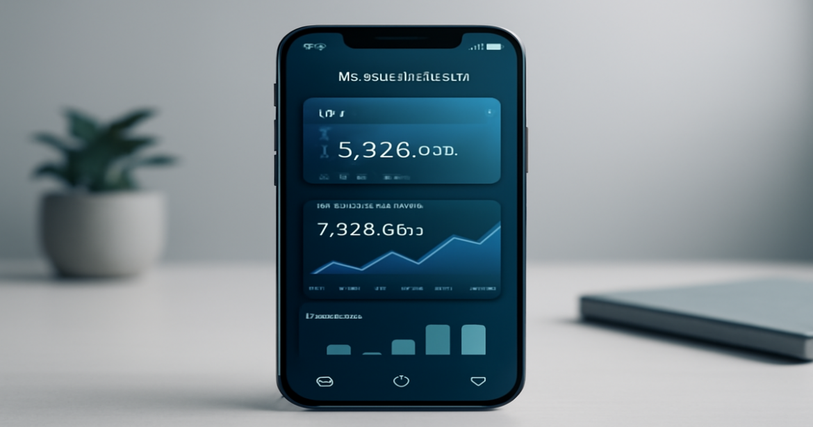 Mobile banking app interface representing онлайн-банкинг on a smartphone, showcasing finance management.