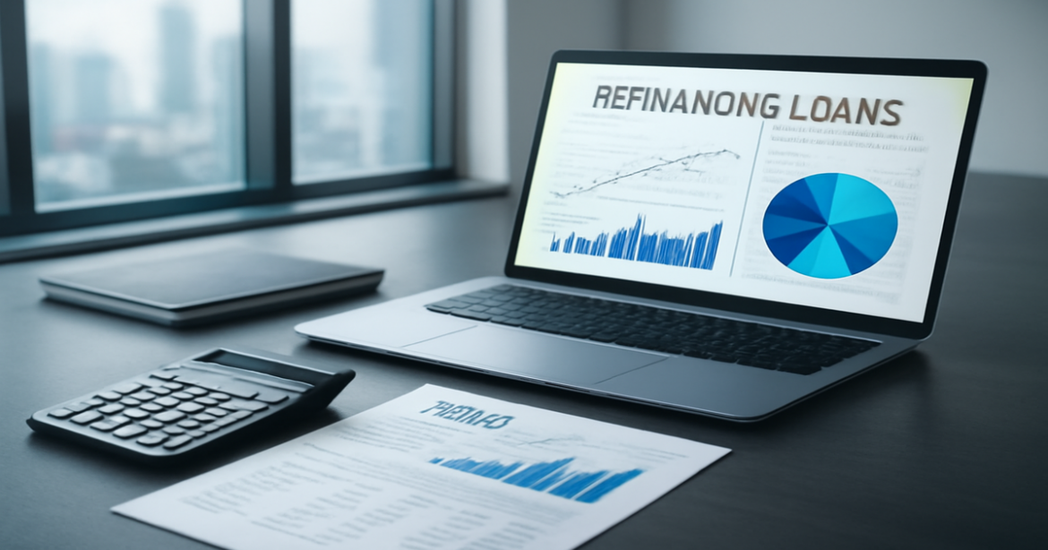 A professional image depicting refinancing loans in a modern office setting.