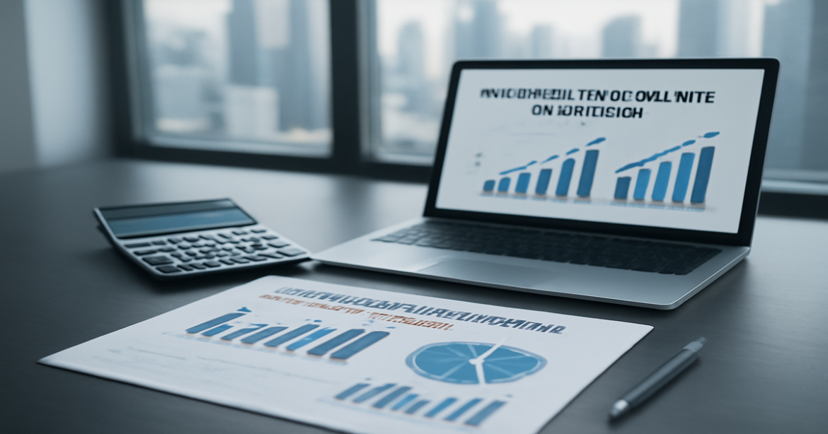 Image depicting рефинансирование кредитов in a professional banking environment with finance documents and graphs.