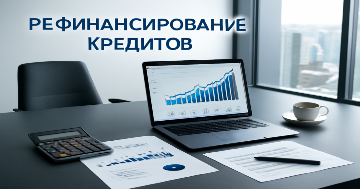 Image illustrating рефинансирование кредитов in a professional office setting with financial tools.