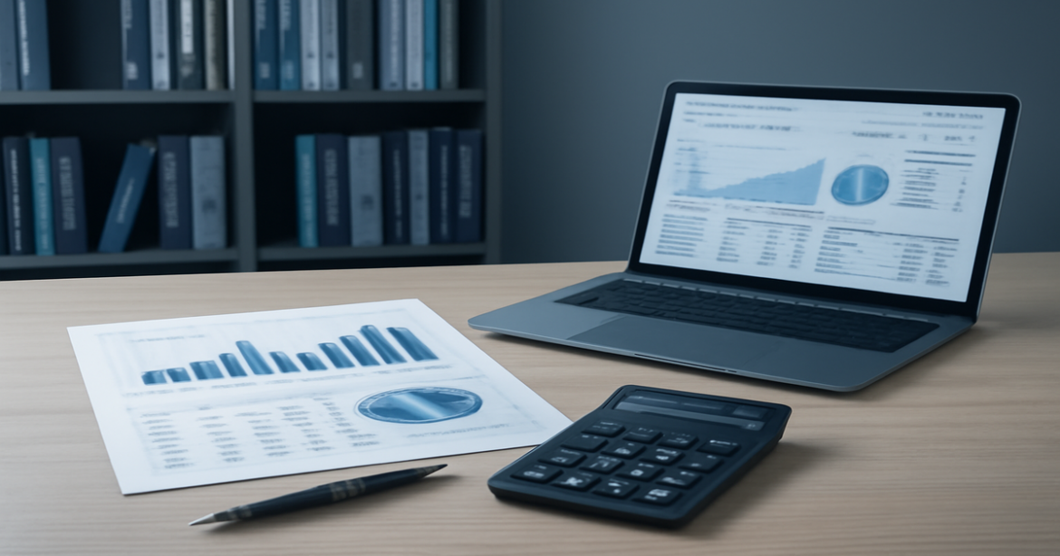 Professional image for страхование жизни и имущества, depicting finance documents and a workspace.