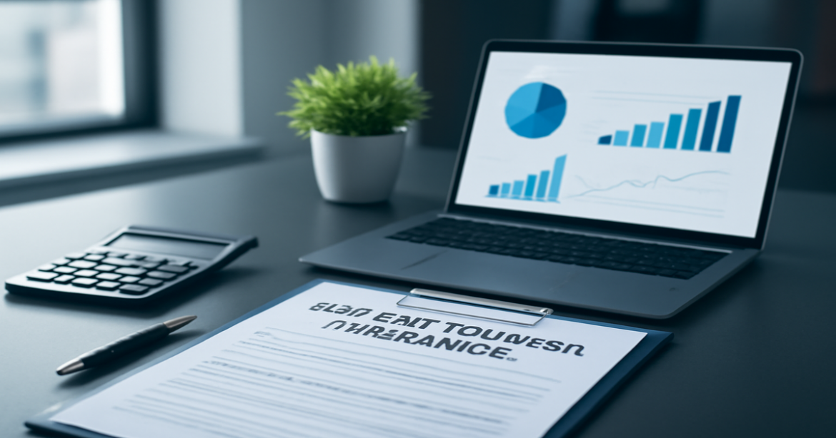 Professional image illustrating страхование жизни и имущества in a modern office setting.
