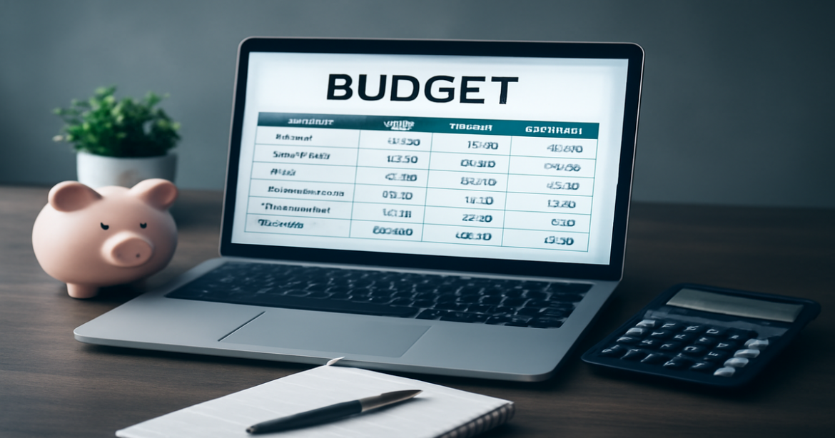 Financial planning семьи: modern workspace with budgeting tools for family financial stability