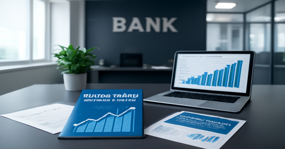 Professional bank office image illustrating инвестиции через банк concepts with financial documents and charts.