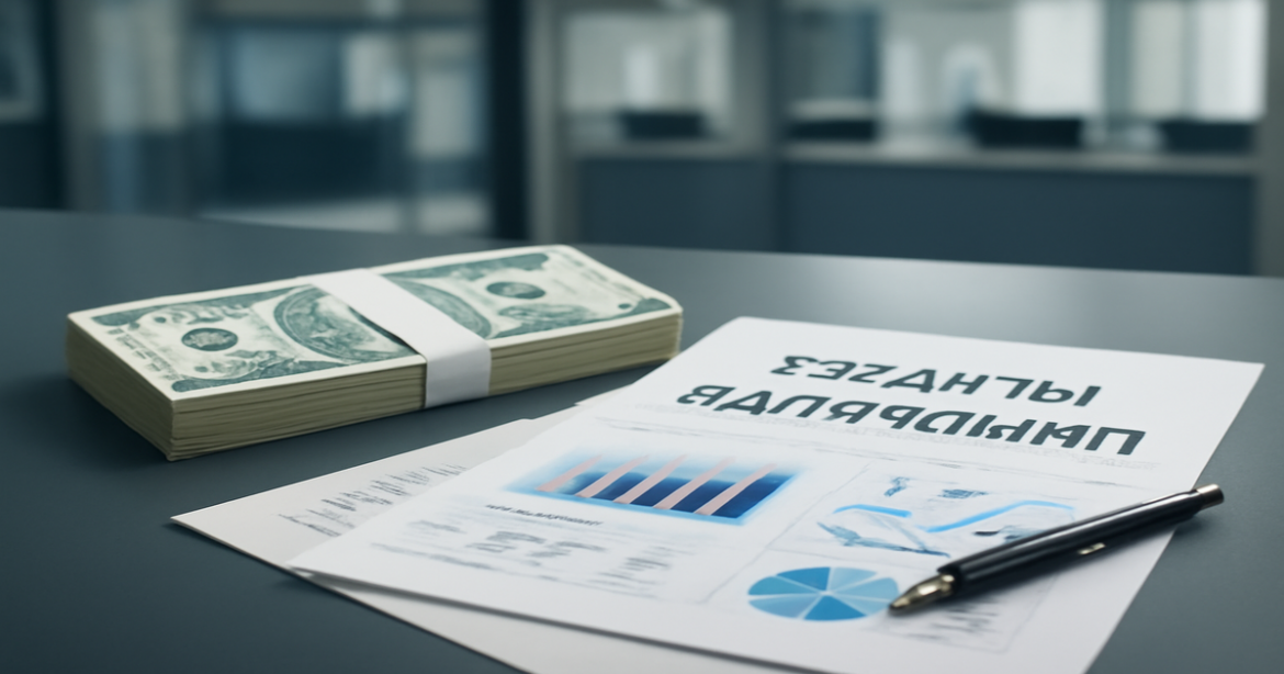 Professional image illustrating кредиты наличными with cash and financial documents in a modern banking environment.