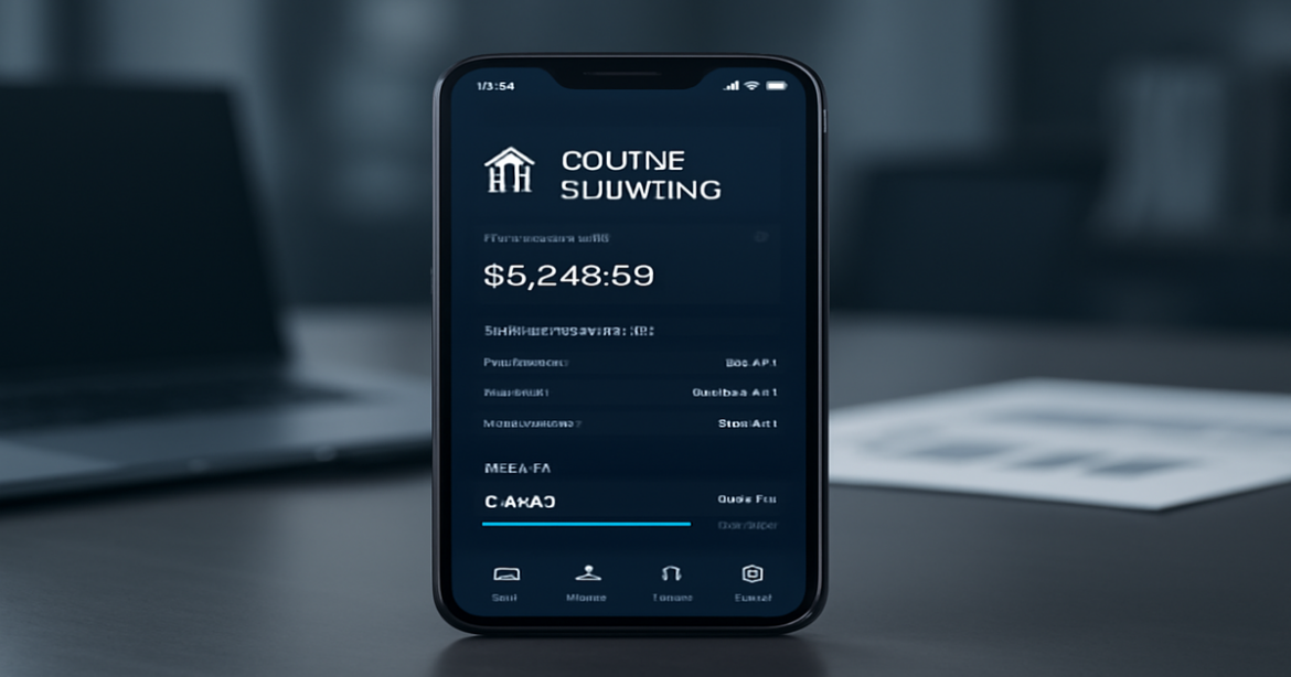 Online-банкинг мобильные приложения interface on a smartphone, showcasing finance management features.