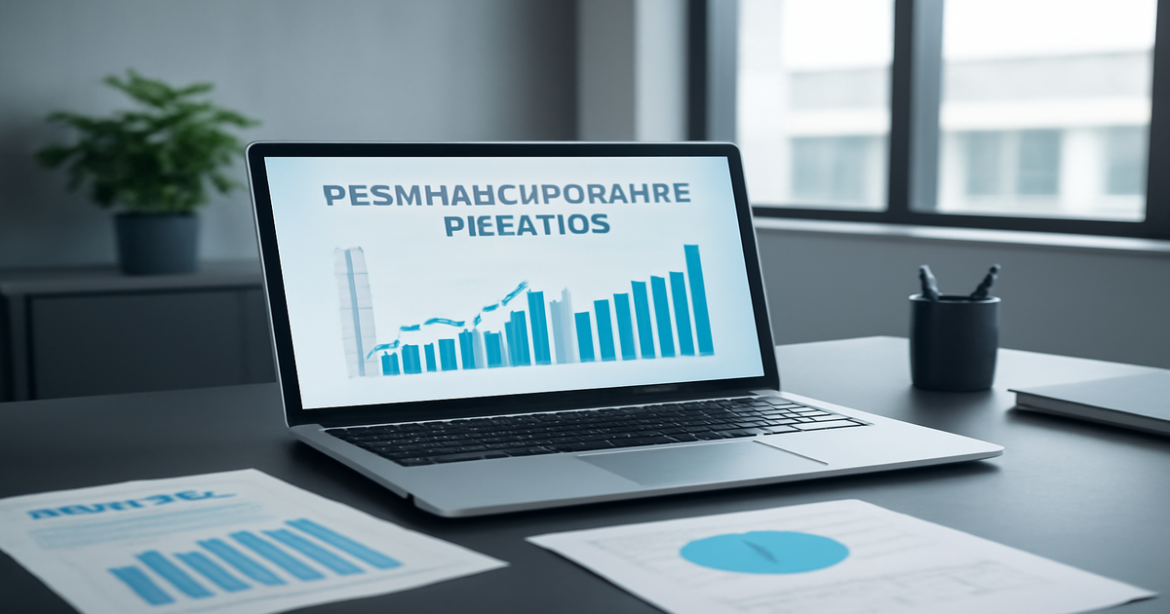 Image illustrating рефинансирование кредитов in a modern banking environment, showcasing financial documents and graphs.