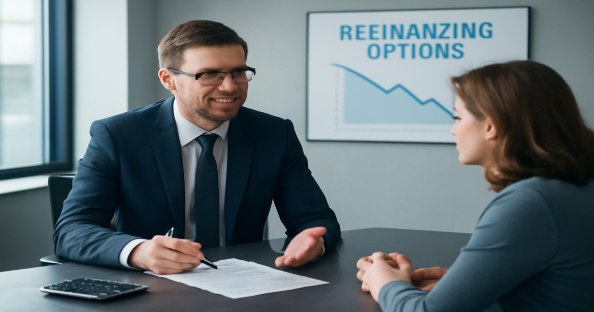 Professional image illustrating refinancing loans, focusing on banking and finance concepts.