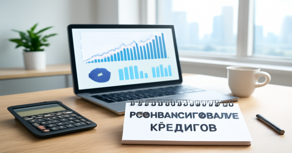 Professional image illustrating рефинансирование кредитов in a modern office setting, emphasizing finance and trust.