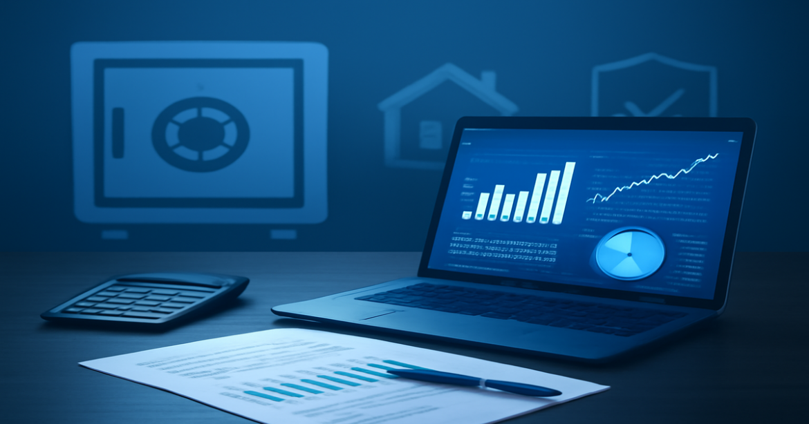 Professional image representing страхование жизни and financial security with modern office elements.