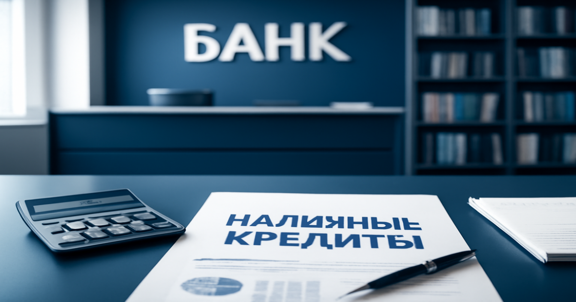 A professional bank interior image illustrating условия наличных кредитов in a modern setting.