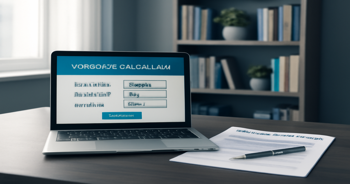 A professional image illustrating выбор ипотеки with financial planning tools in a serene office setting.