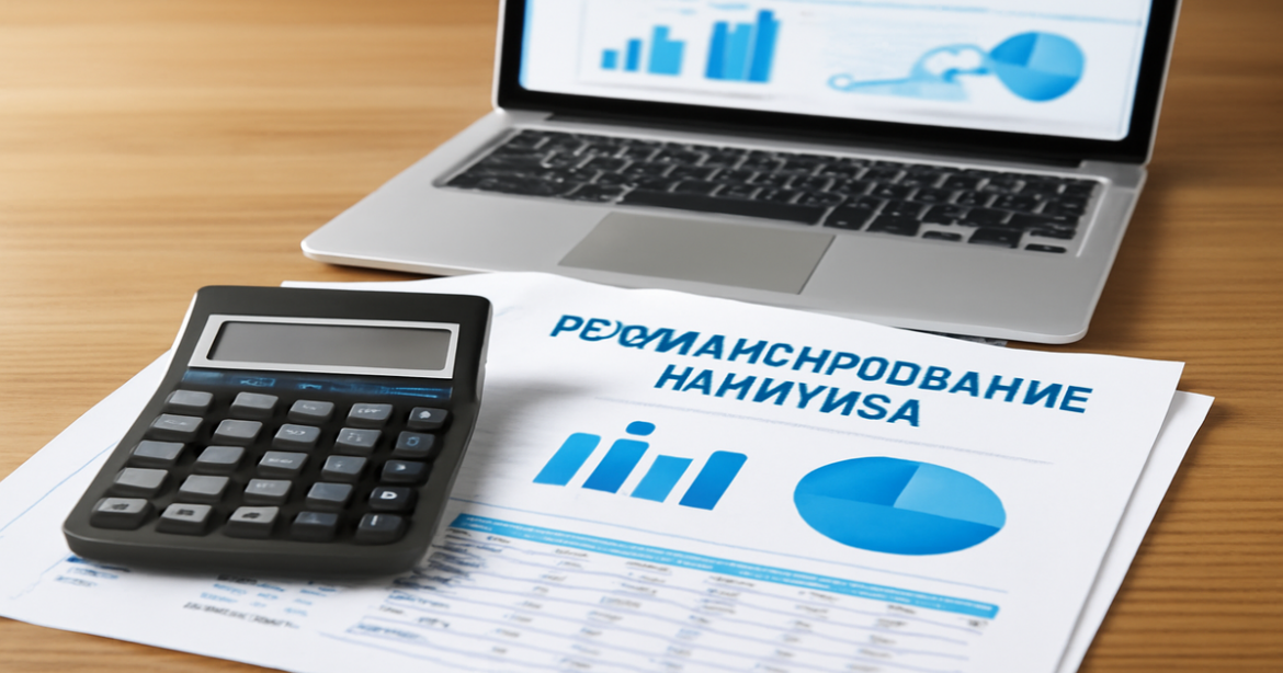 Image illustrating рефинансирование кредитов with financial documents and a calculator on a desk.