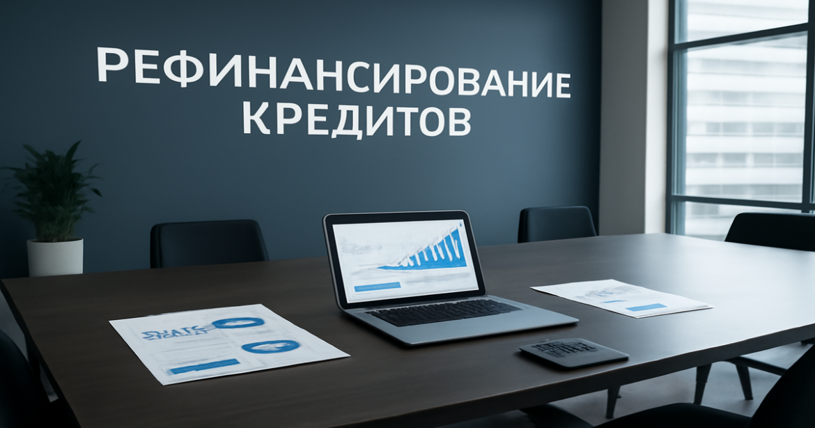 Professional image representing рефинансирование кредитов in a modern banking environment.