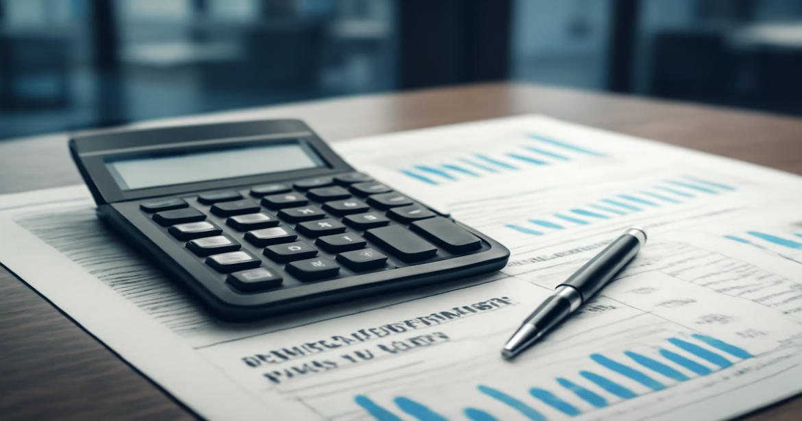 Professional image illustrating рефинансирование кредитов with financial documents and a calculator.