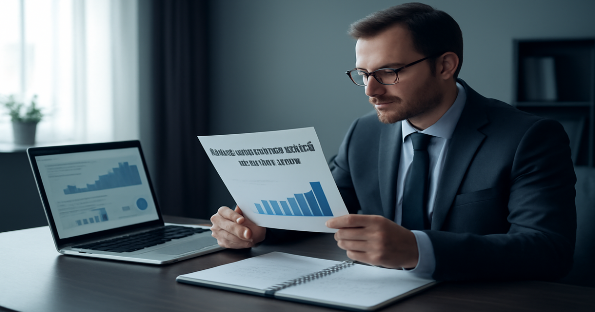 Professional office scene illustrating рефинансирование кредитов with financial documents and charts.