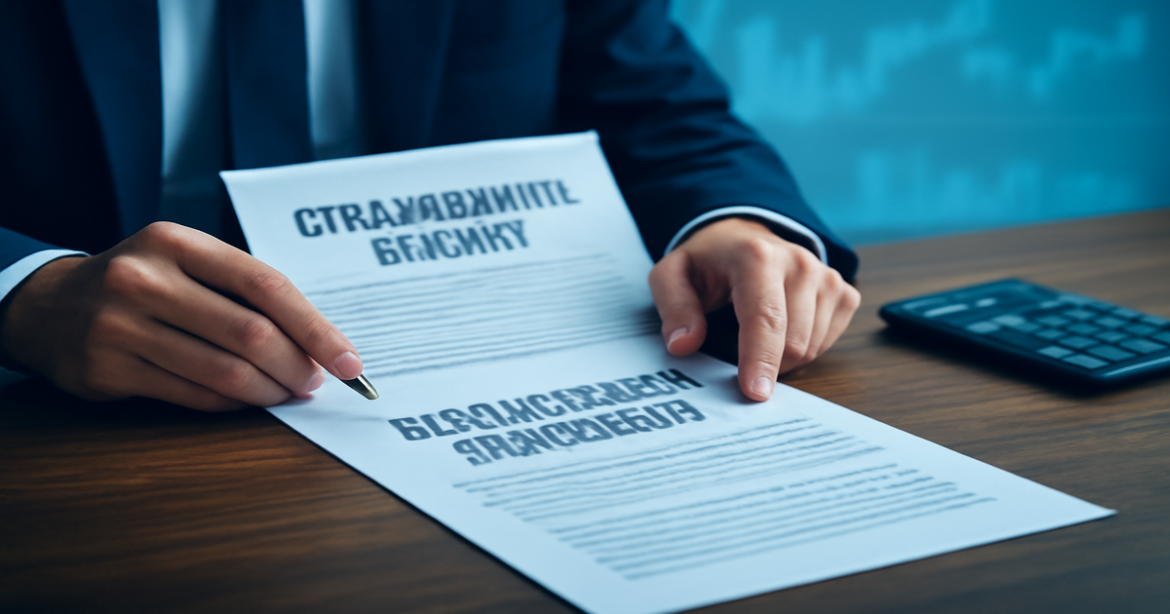 A professional image illustrating страхование жизни и имущества with financial documents and tools.